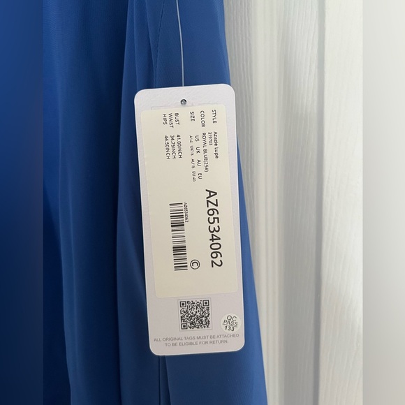 Azazie Lupe Cobalt Blue Floor Length Bridesmaid Dress Size 14 - Picture 9 of 10